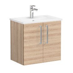 Vitra Root 66362 Lavabo Dolabı, Kapaklı, 60 Cm, Dar, Doğal Meşe, Köşeli Lavabolu